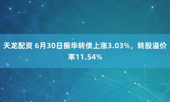 天龙配资 6月30日振华转债上涨3.03%，转股溢价率11.54%